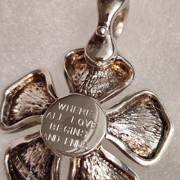 Joseph Esposito Sterling Silver14K Gold Flower Pendant stamped - Picture 2 of 2